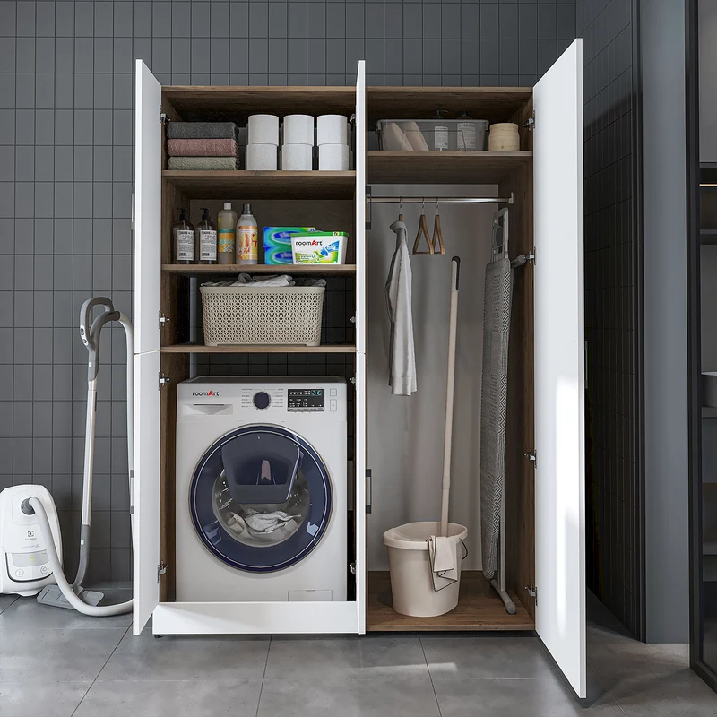 Roomart wasmachinekast DORA-II, 130 cm, voor wasmachine en droger, in 5 kleuren