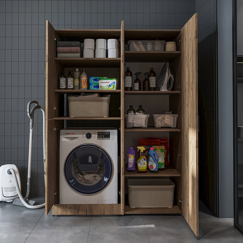 Roomart wasmachinekast DORA-II, 130 cm, voor wasmachine en droger, in 5 kleuren