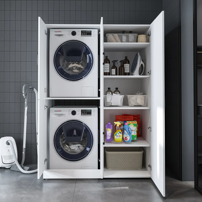 Roomart wasmachinekast DORA-II, 130 cm, voor wasmachine en droger, in 5 kleuren