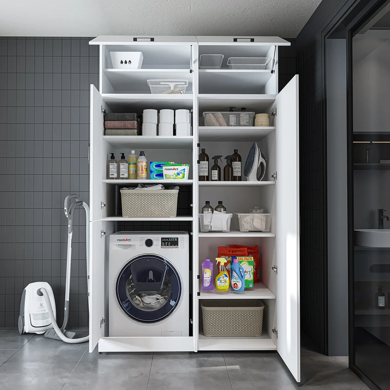Roomart wasmachinekast DORA-II, 130 cm, voor wasmachine en droger, in 5 kleuren