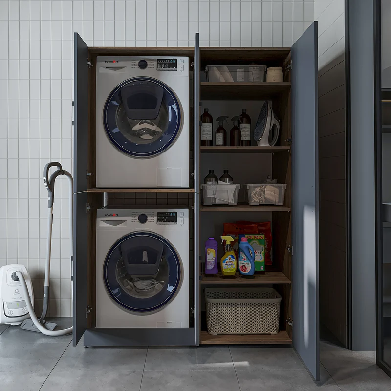Roomart wasmachinekast DORA-II, 130 cm, voor wasmachine en droger, in 5 kleuren