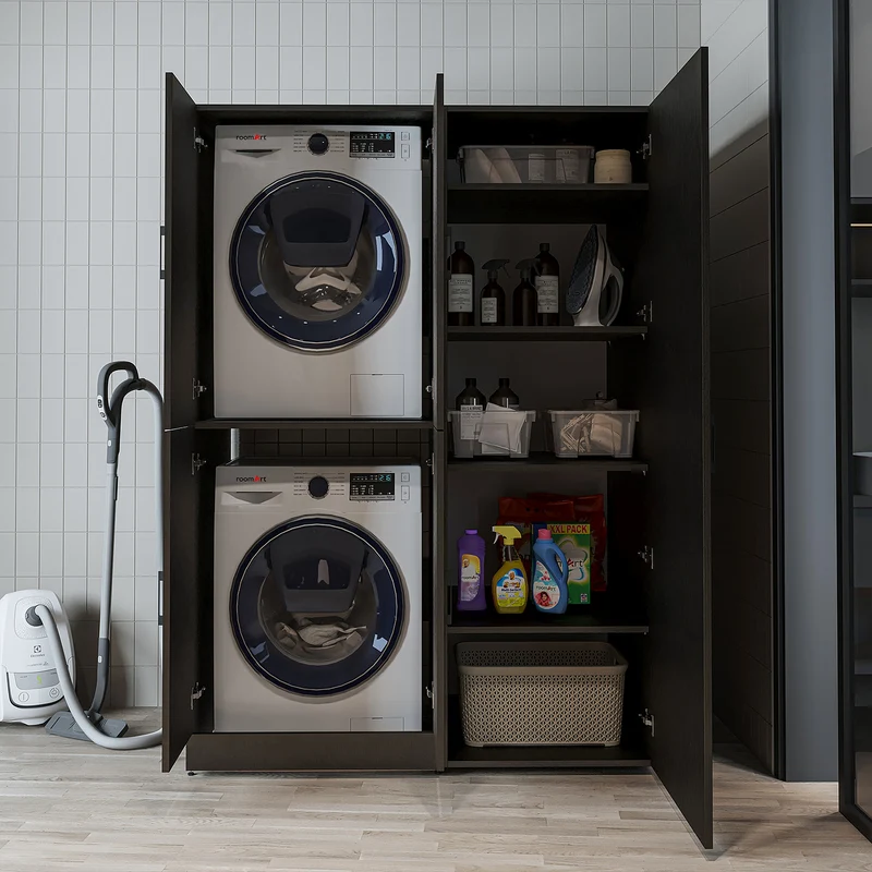 Roomart wasmachinekast DORA-II, 130 cm, voor wasmachine en droger, in 5 kleuren