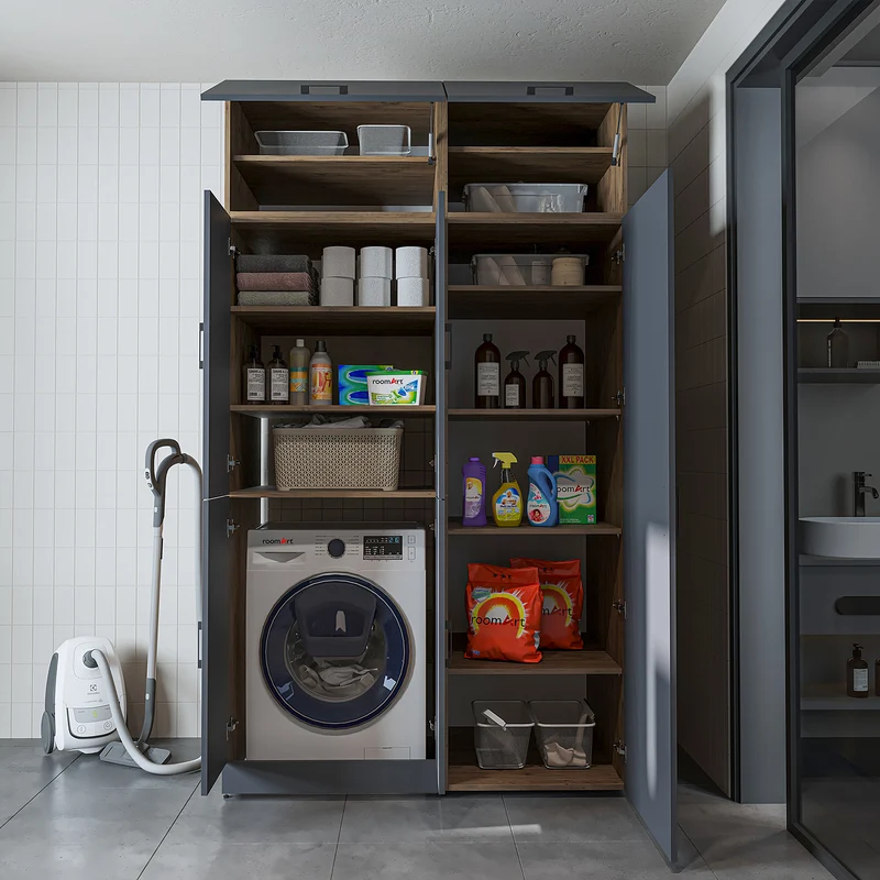 Roomart wasmachinekast DORA-II, 130 cm, voor wasmachine en droger, in 5 kleuren