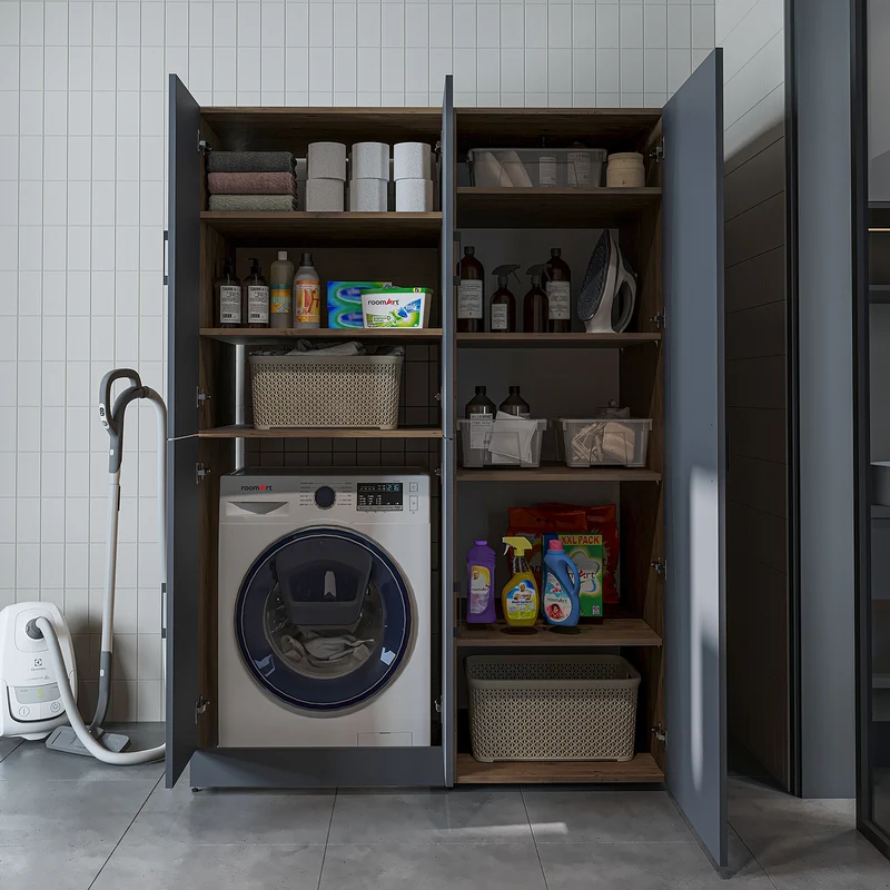 Roomart wasmachinekast DORA-II, 130 cm, voor wasmachine en droger, in 5 kleuren