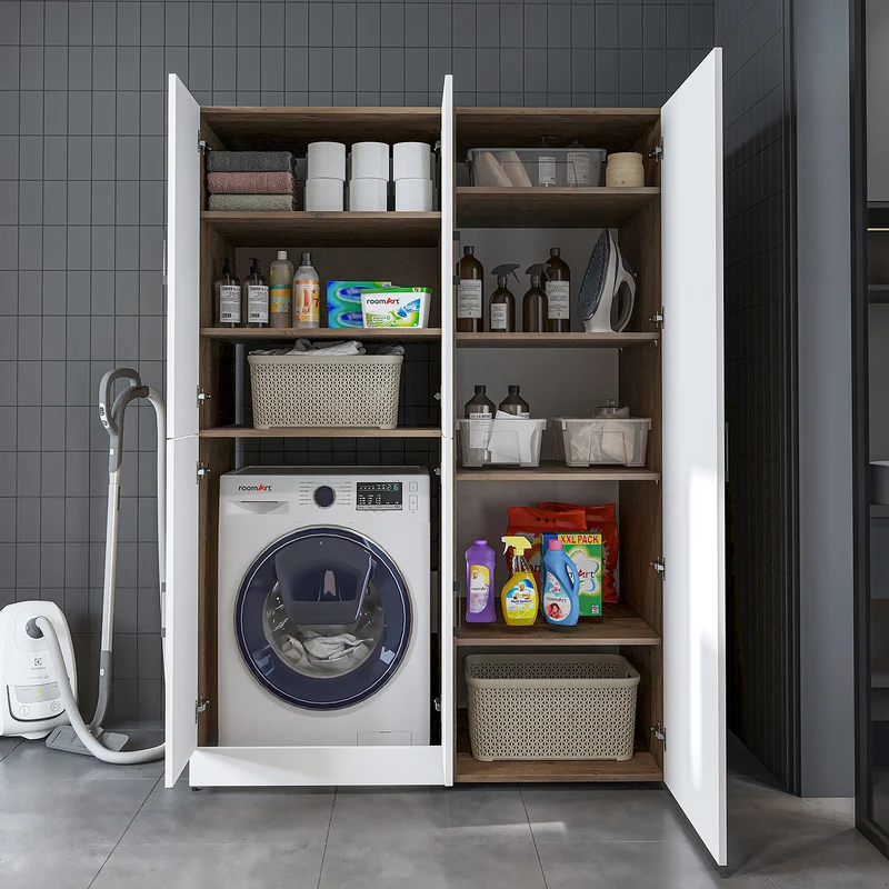 Roomart wasmachinekast DORA-II, 130 cm, voor wasmachine en droger, in 5 kleuren