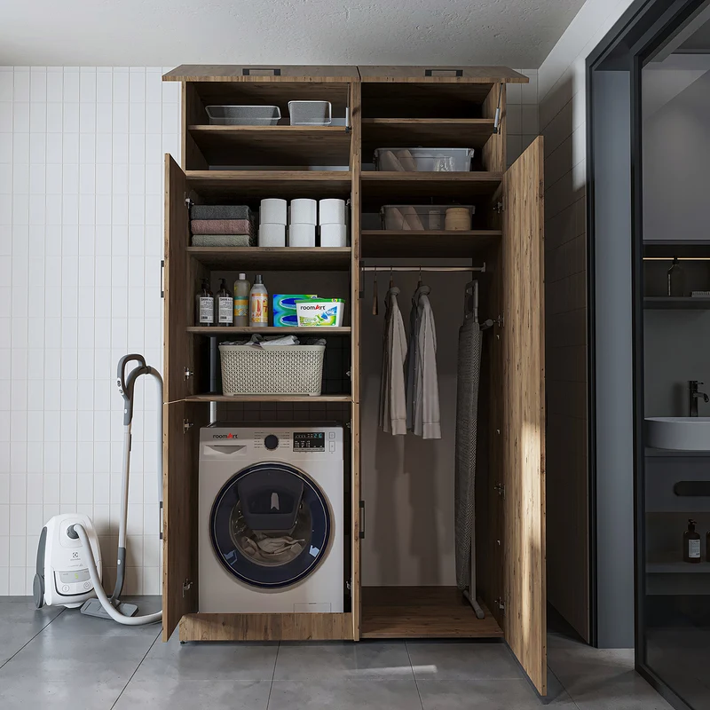 Roomart wasmachinekast DORA-II, 130 cm, voor wasmachine en droger, in 5 kleuren