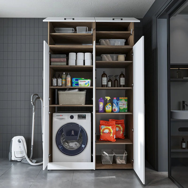 Roomart wasmachinekast DORA-II, 130 cm, voor wasmachine en droger, in 5 kleuren