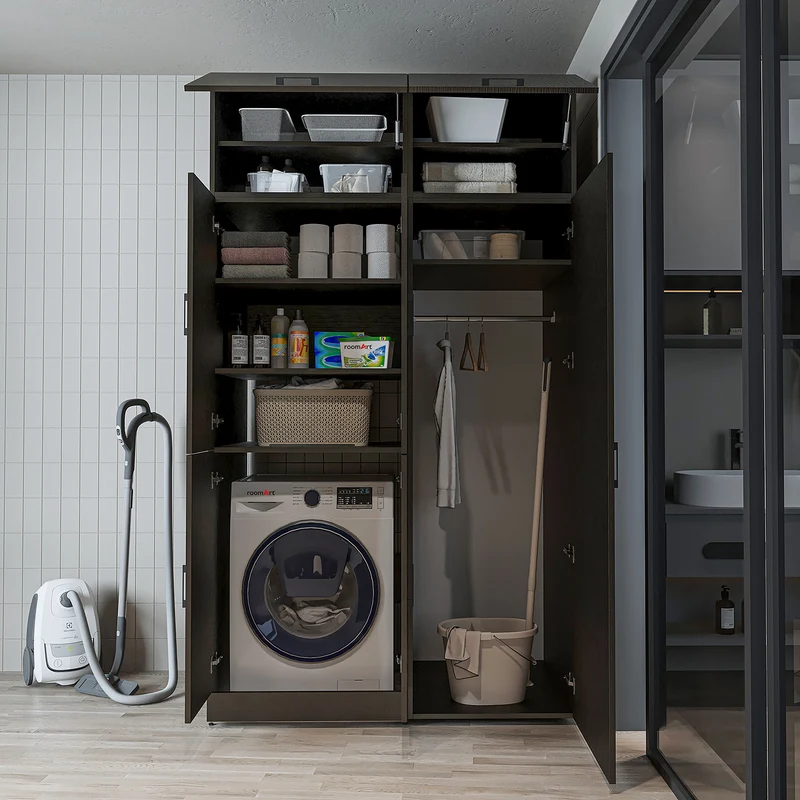 Roomart wasmachinekast DORA-II, 130 cm, voor wasmachine en droger, in 5 kleuren