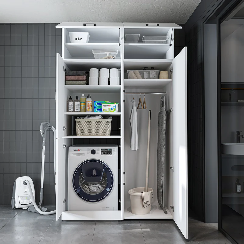 Roomart wasmachinekast DORA-II, 130 cm, voor wasmachine en droger, in 5 kleuren