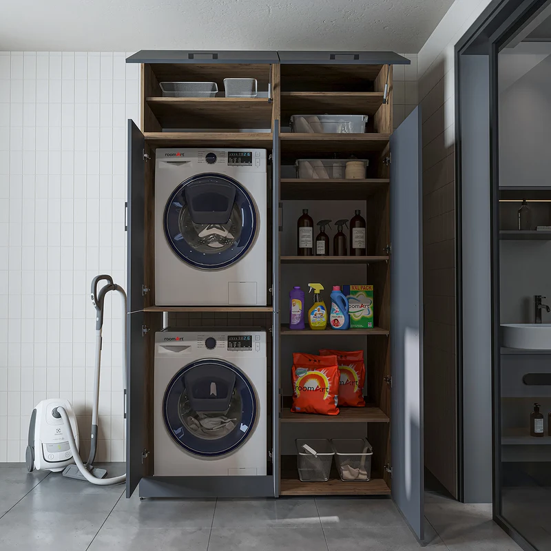 Roomart wasmachinekast DORA-II, 130 cm, voor wasmachine en droger, in 5 kleuren