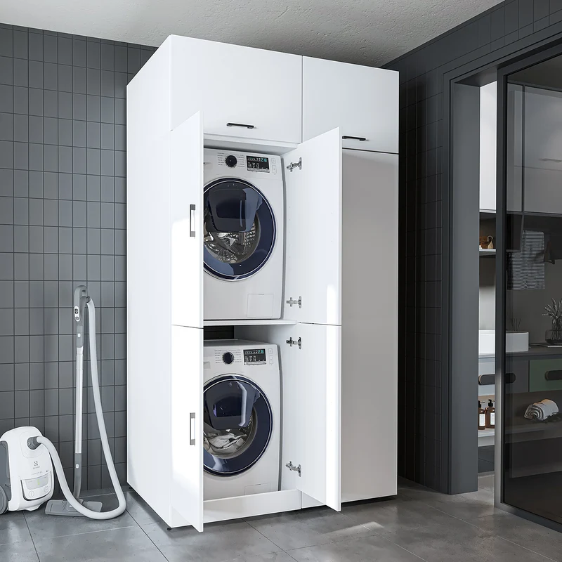 Roomart wasmachinekast DORA-II, 130 cm, voor wasmachine en droger, in 5 kleuren