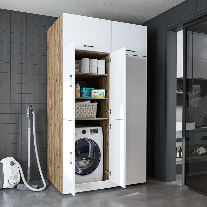 Roomart wasmachinekast DORA-II, 130 cm, voor wasmachine en droger, in 5 kleuren