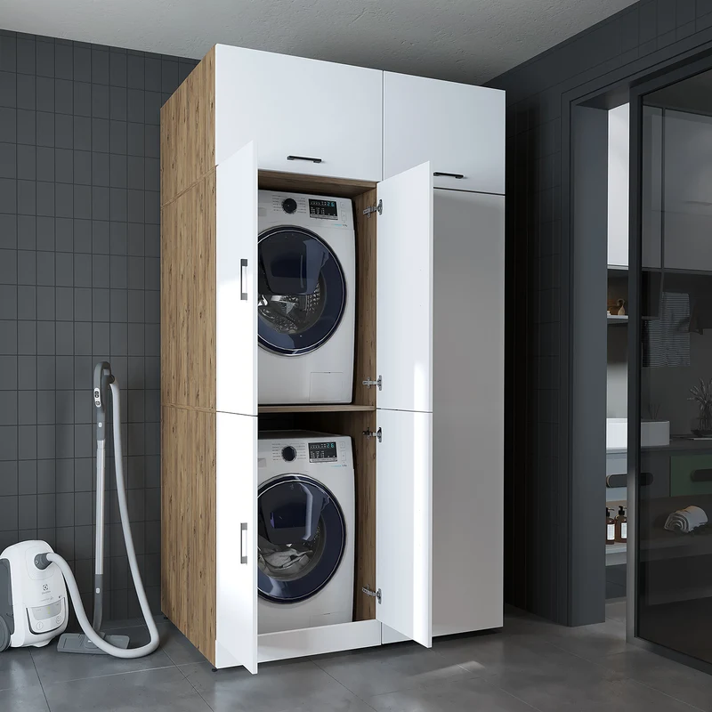 Roomart wasmachinekast DORA-II, 130 cm, voor wasmachine en droger, in 5 kleuren