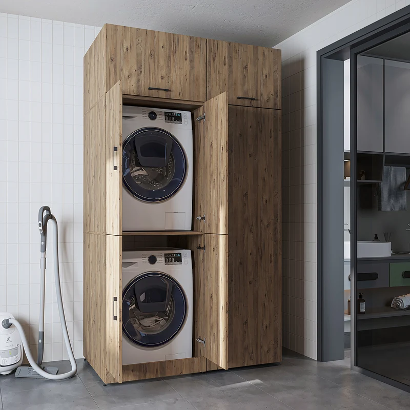 Roomart wasmachinekast DORA-II, 130 cm, voor wasmachine en droger, in 5 kleuren