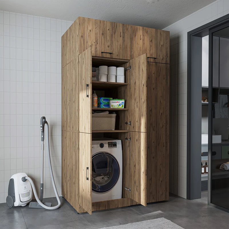 Roomart wasmachinekast DORA-II, 130 cm, voor wasmachine en droger, in 5 kleuren