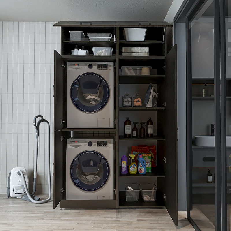 Roomart wasmachinekast DORA-II, 130 cm, voor wasmachine en droger, in 5 kleuren