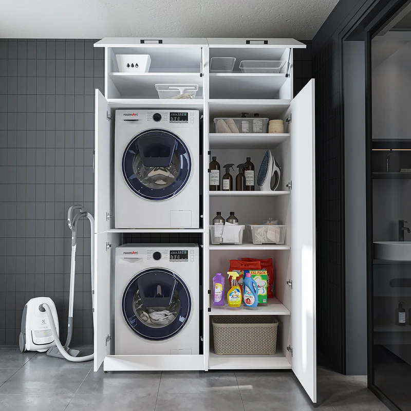 Roomart wasmachinekast DORA-II, 130 cm, voor wasmachine en droger, in 5 kleuren