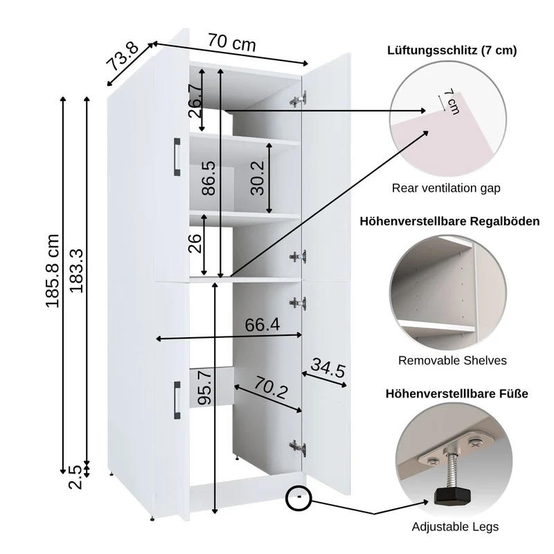 Roomart wasmachinekast DORA-II, 70 cm, voor wasmachine en droger, in 5 kleuren