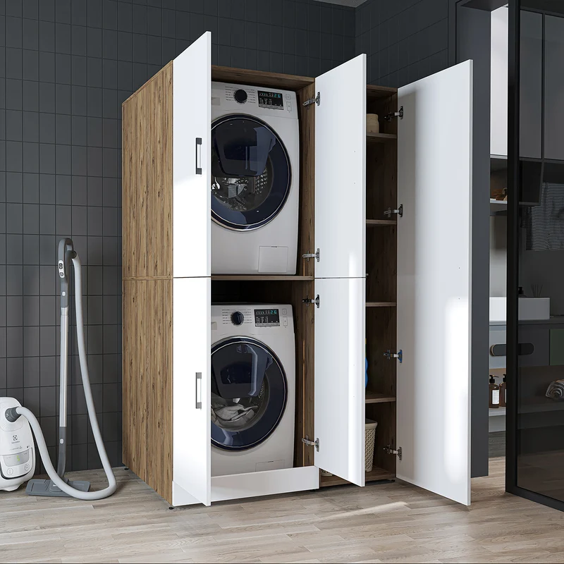 Roomart wasmachinekast DORA-II, 115 cm, voor wasmachine en droger, in 5 kleuren