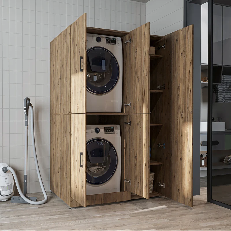 Roomart wasmachinekast DORA-II, 115 cm, voor wasmachine en droger, in 5 kleuren