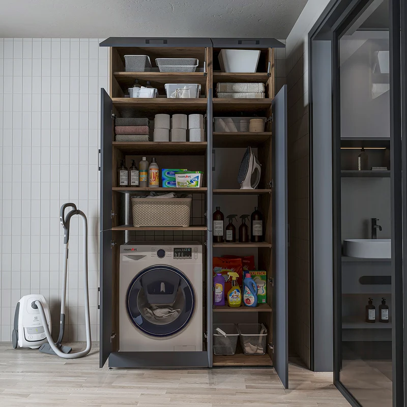 Roomart wasmachinekast DORA-II, 115 cm, voor wasmachine en droger, in 5 kleuren