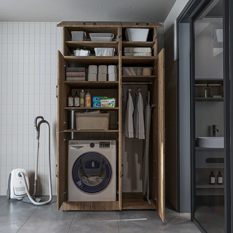 Roomart wasmachinekast DORA-II, 115 cm, voor wasmachine en droger, in 5 kleuren