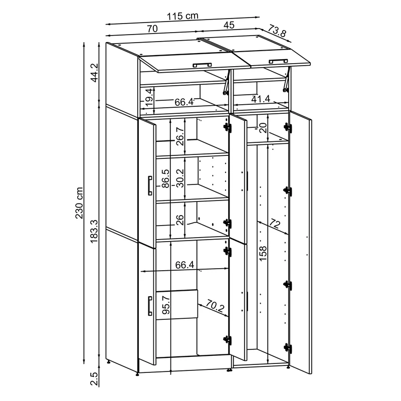 Roomart wasmachinekast DORA-II, 115 cm, voor wasmachine en droger, in 5 kleuren