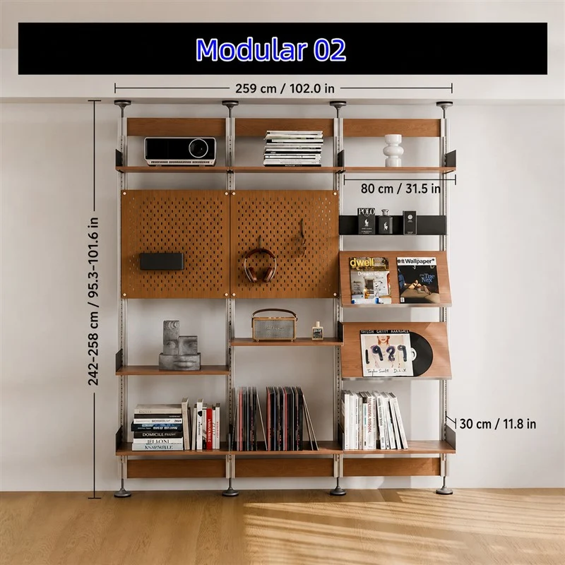 Bohrfreies modulares Regalsystem vom Boden bis zur Decke 80