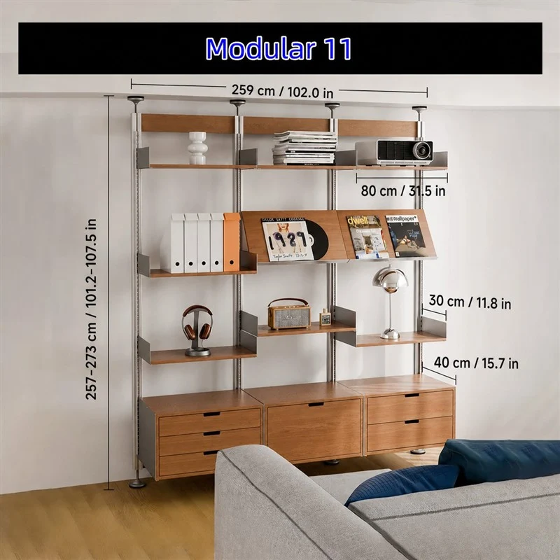 Bohrfreies modulares Regalsystem vom Boden bis zur Decke 80