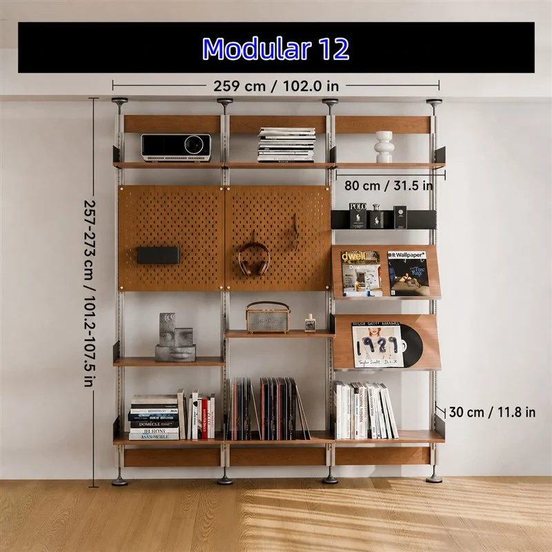 Bohrfreies modulares Regalsystem vom Boden bis zur Decke 80