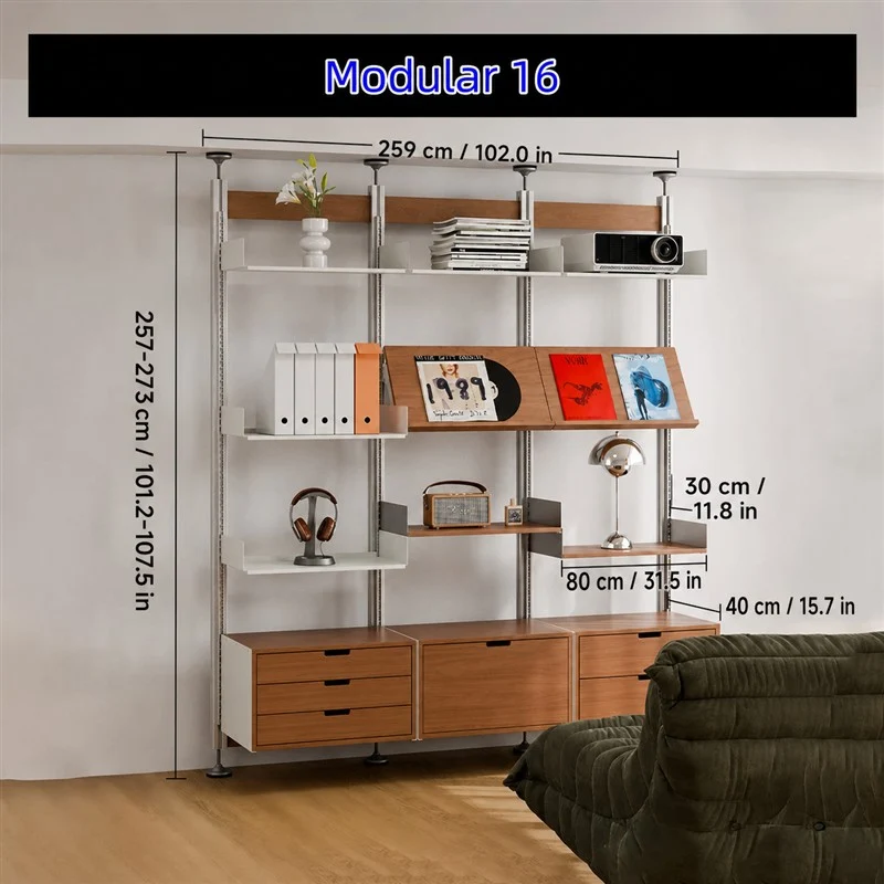 Bohrfreies modulares Regalsystem vom Boden bis zur Decke 80