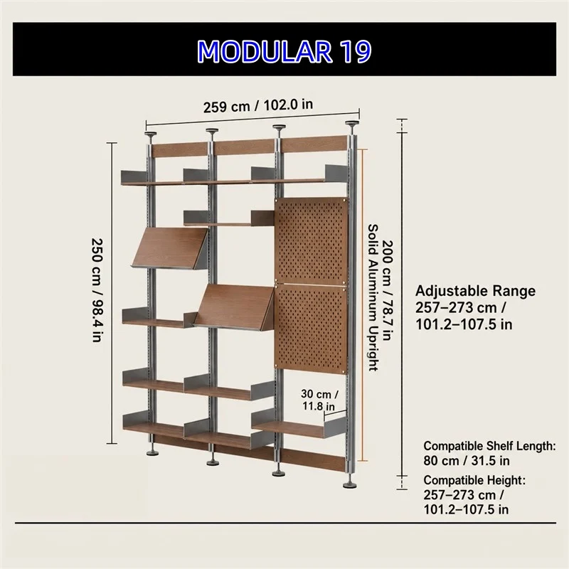 Bohrfreies modulares Regalsystem vom Boden bis zur Decke 80