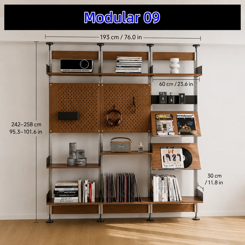 Bohrfreies modulares Regalsystem vom Boden bis zur Decke 60