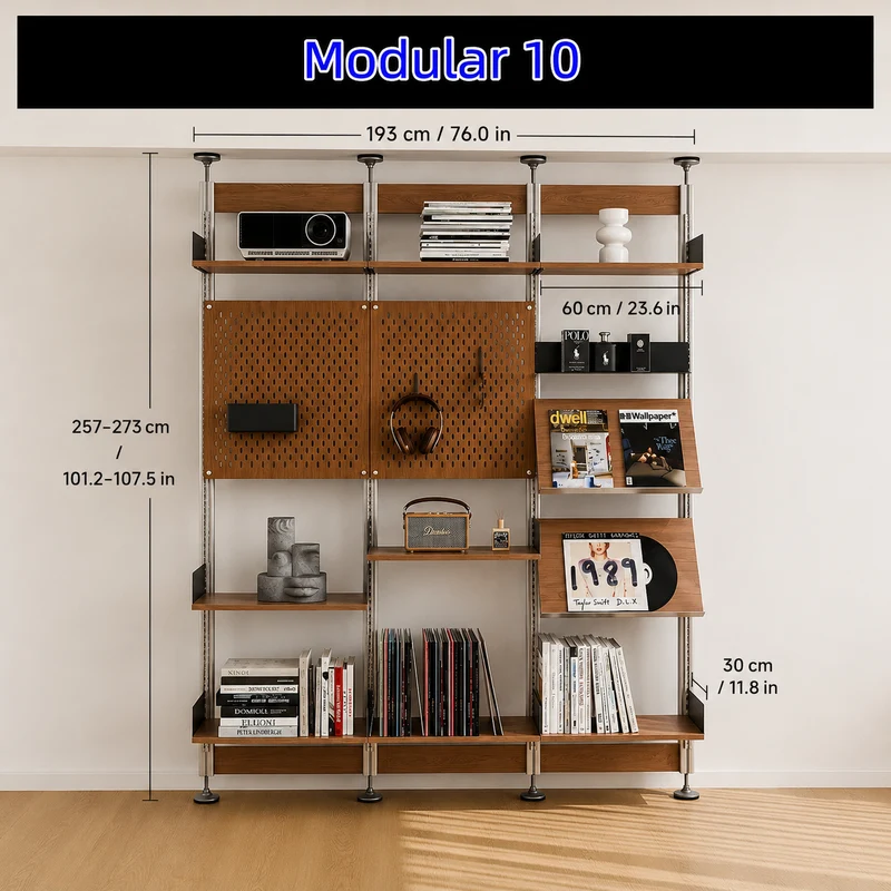 Bohrfreies modulares Regalsystem vom Boden bis zur Decke 60