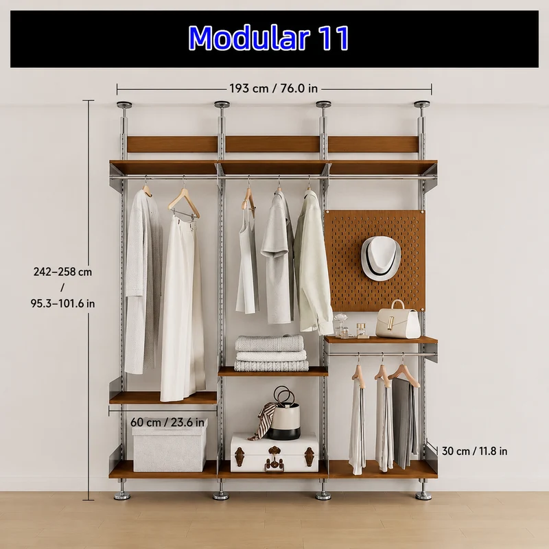 Bohrfreies modulares Regalsystem vom Boden bis zur Decke 60