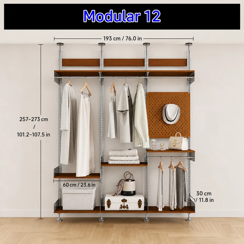 Bohrfreies modulares Regalsystem vom Boden bis zur Decke 60