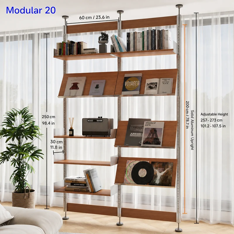 Bohrfreies modulares Regalsystem vom Boden bis zur Decke 60