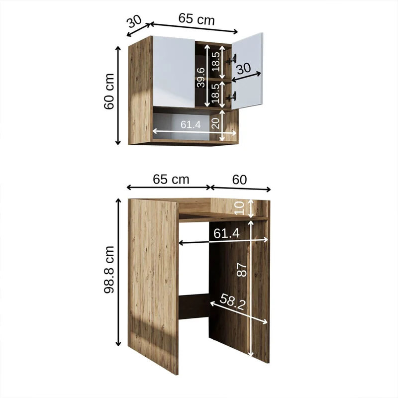 Çamaşır Makinesi Dolabı Takımı - Derin-65cm