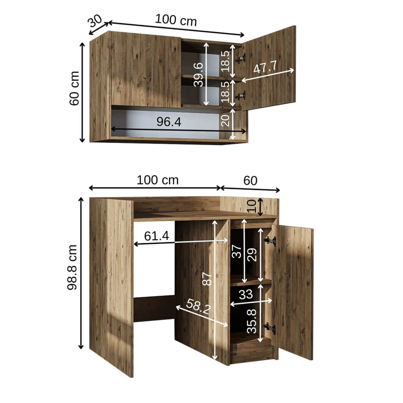 Çamaşır Makinesi Dolabı Takımı - Derin-100cm