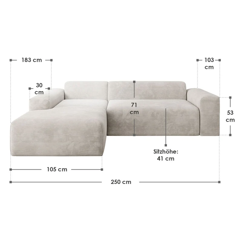 Sofa in L-Form Vals