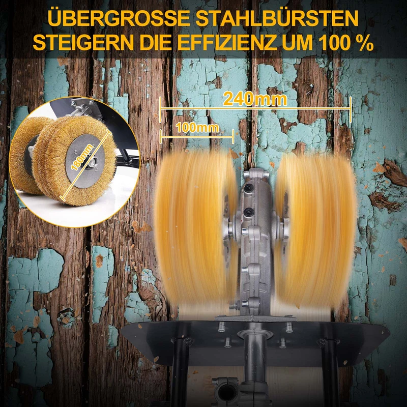 Profi Satiniermaschine & Bürstenschleifer | 3850W | 600-4000 U/min | inkl. 180mm Stahlbürsten