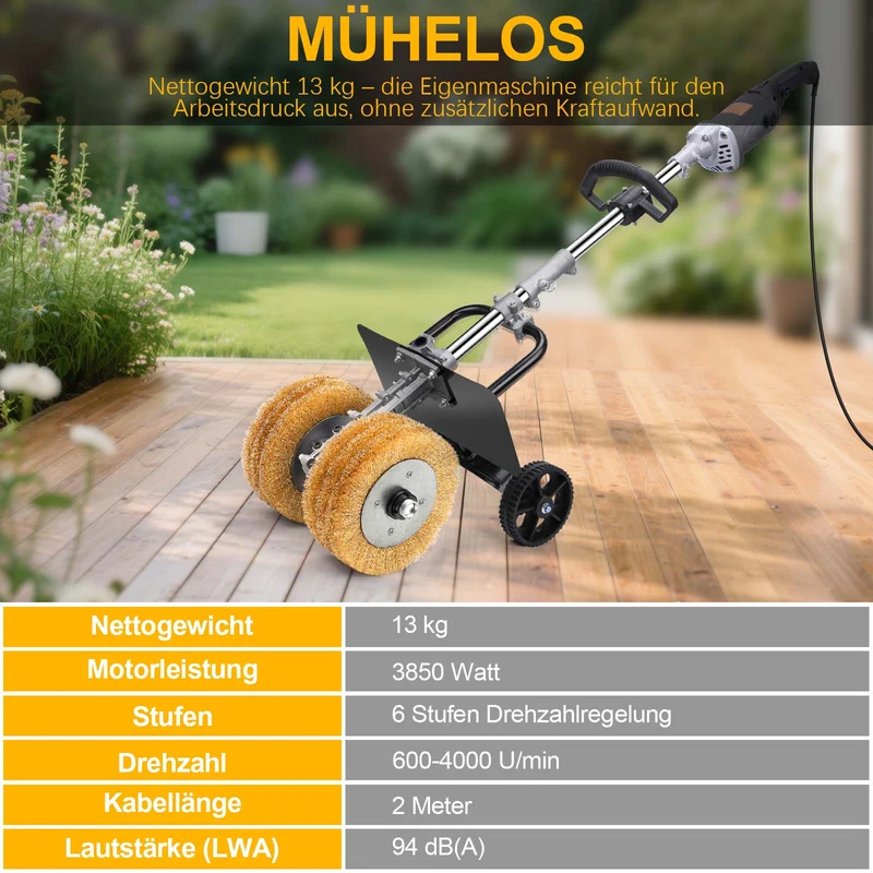 Profi Satiniermaschine & Bürstenschleifer | 3850W | 600-4000 U/min | inkl. 180mm Stahlbürsten