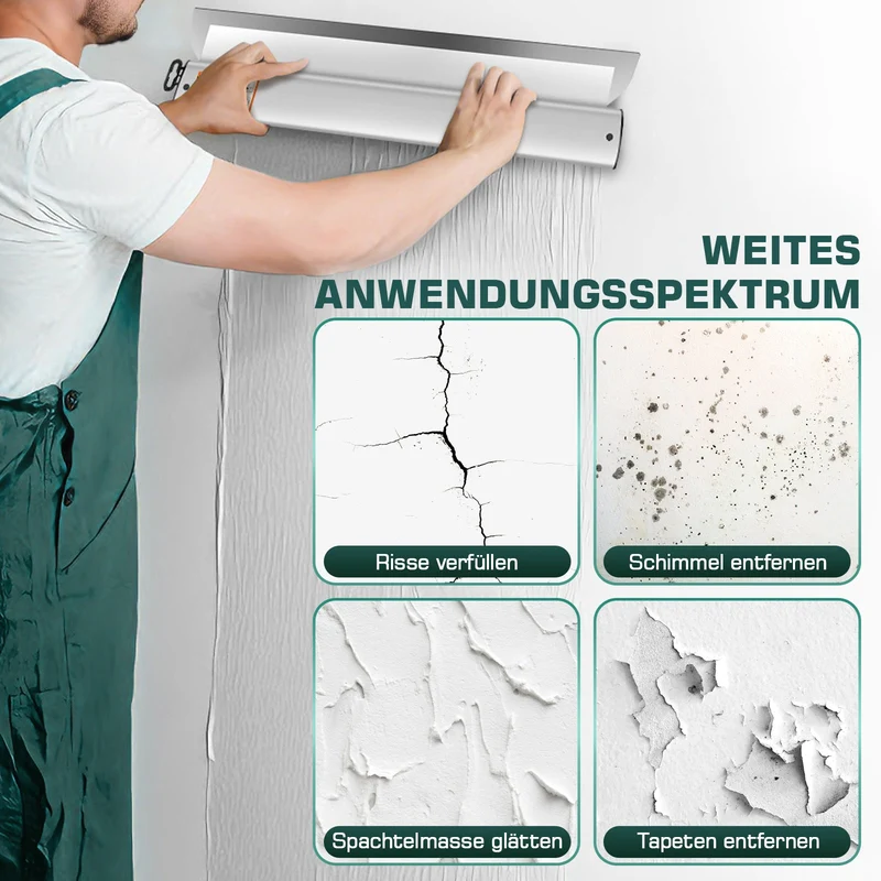 Profi Flächenspachtel System (21-tlg.) | 5 Größen, Teleskopstange, 5 Ersatzklingen & Koffer