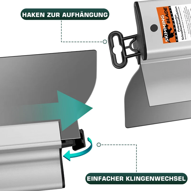 Profi Flächenspachtel System (21-tlg.) | 5 Größen, Teleskopstange, 5 Ersatzklingen & Koffer