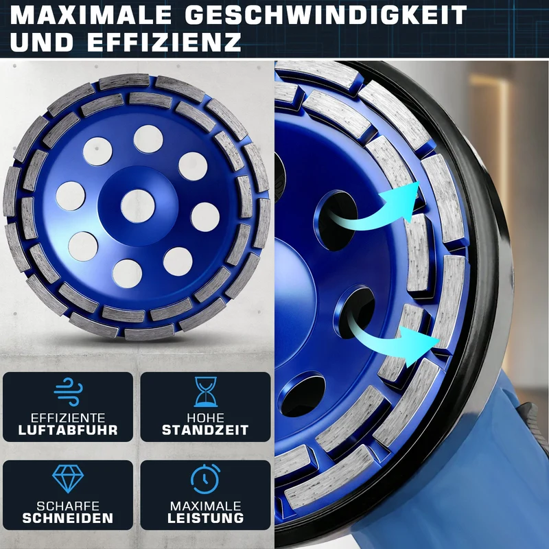 Premium Diamant-Turboschleifscheibe 180 mm mit 22,23 mm Bohrung für Winkelschleifer