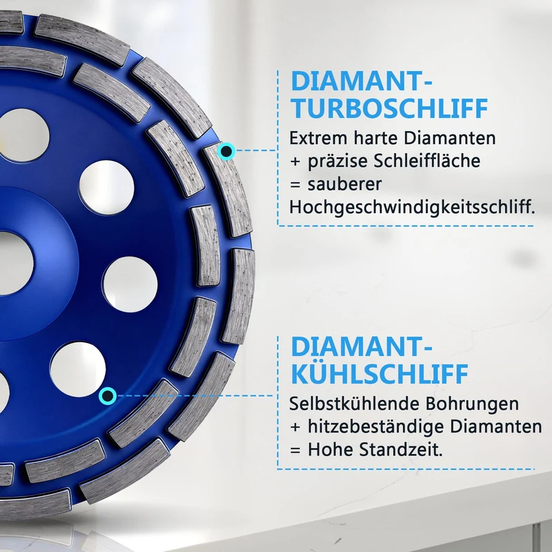 Premium Diamant-Turboschleifscheibe 100 mm mit 20 mm Bohrung für Winkelschleifer