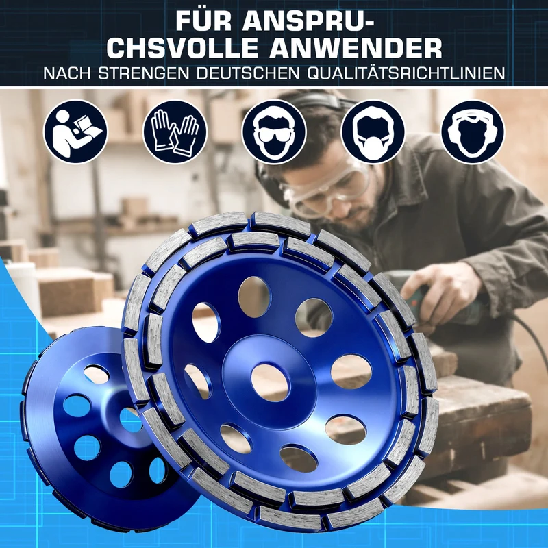 Premium Diamant-Turboschleifscheibe 100 mm mit 20 mm Bohrung für Winkelschleifer