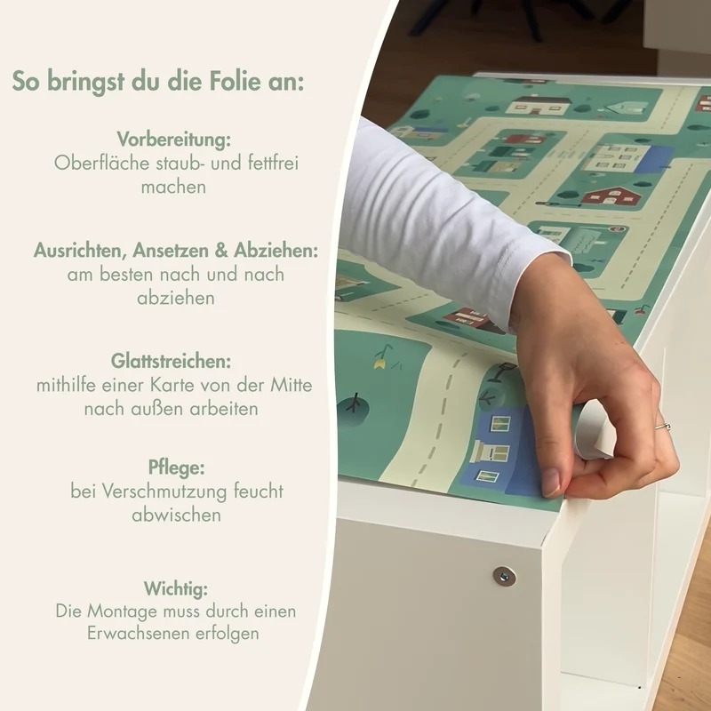 Klebefolie für IKEA Kallax 4er Regal, PVC freie Spielfolie 139 x 39cm, Straßen Spielfläche, Kinderzimmer Spielwelt für Jungen und Mädchen