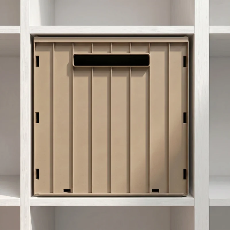 Kallax Klappbox mit Deckel, Braun & Grau, Box 31 x 31 x 32cm
