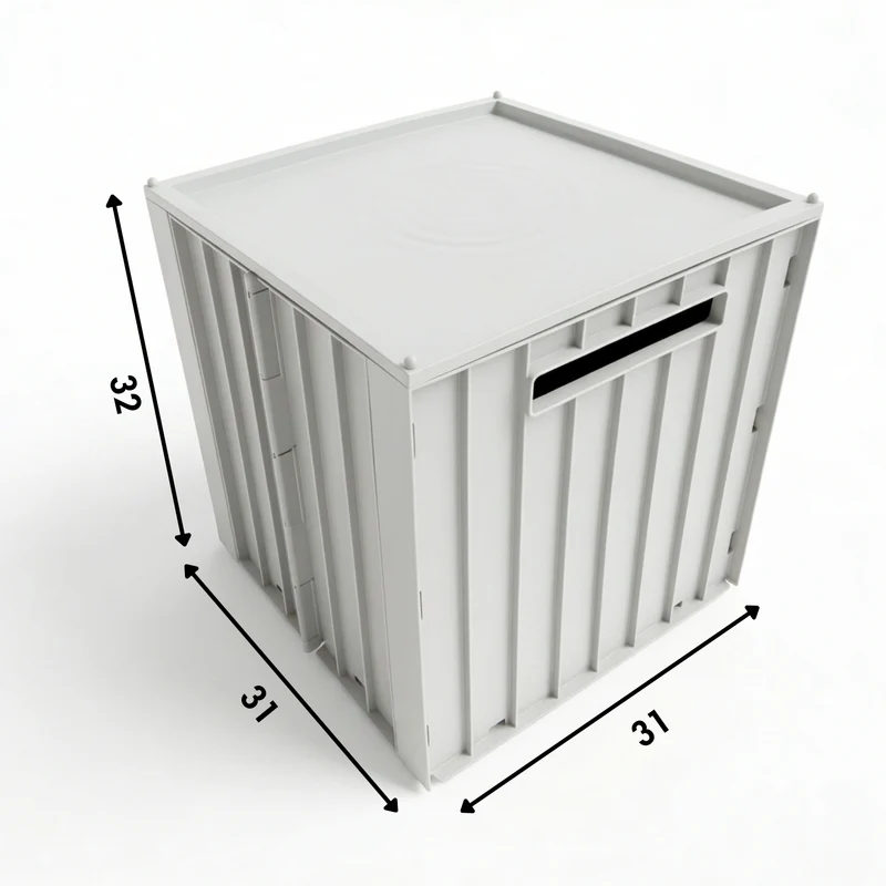 Kallax Klappbox mit Deckel, Braun & Grau, Box 31 x 31 x 32cm